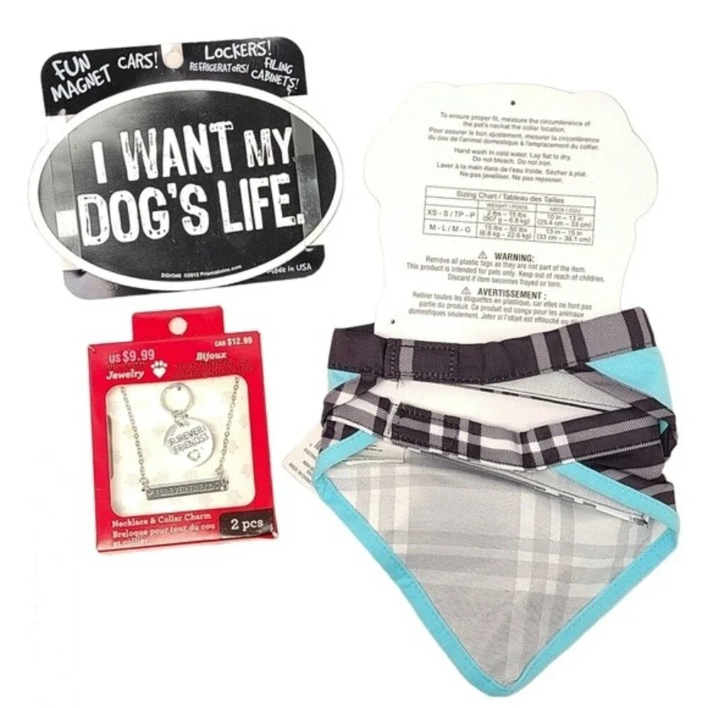 Dog Bandanas, Necklace & Collar Charm, Magnet Set M-L